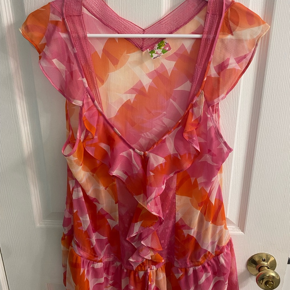 Free People Pink and Orange Patterned Dress